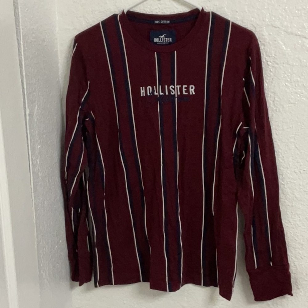 Hollister Maroon Long Sleeve with Stripes